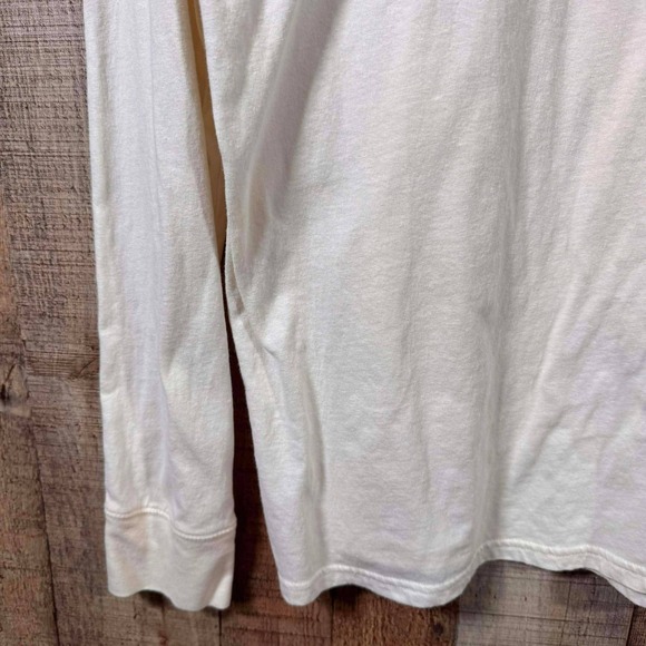 PacSun Discover Embroidered Long Sleeve Tee Mens Medium Cream Striped Collar Y2K - Picture 6 of 6